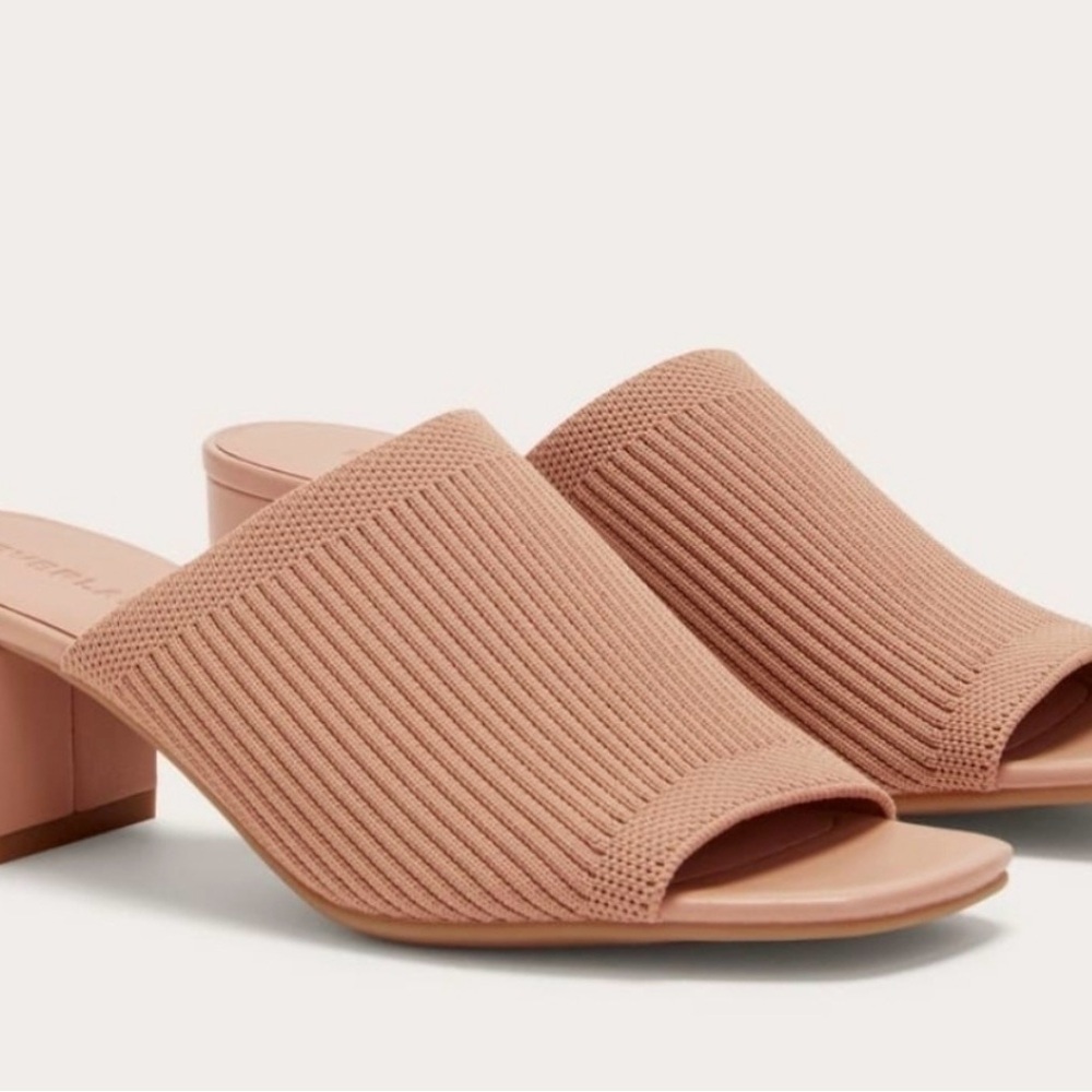 NWT Everlane Blush Pink the Glove Knit Block Heel Mules